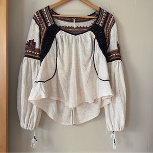 Free People Cream Peasant Top - Size XS